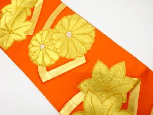 地紙に菊・紅葉模様織り出し袋帯